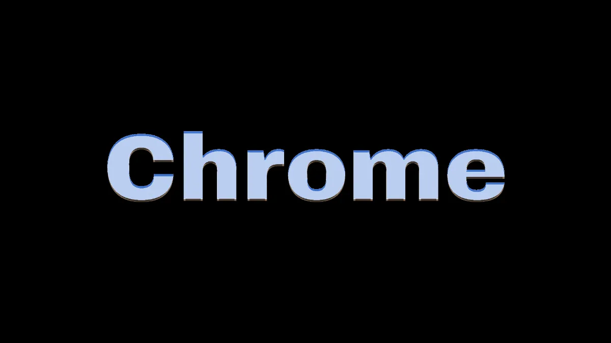 The word "Chrome" in heavy letters of polished, pale blue metal on black